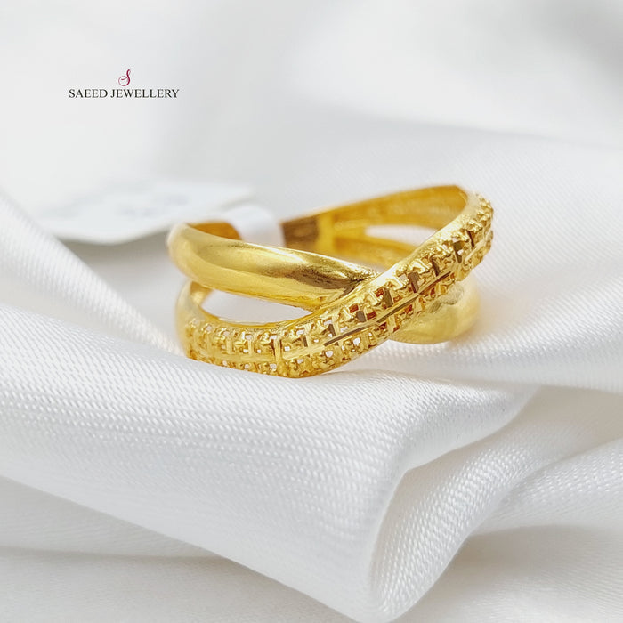 X Style Ring Made Of 21K Yellow Gold by Saeed Jewelry-27485