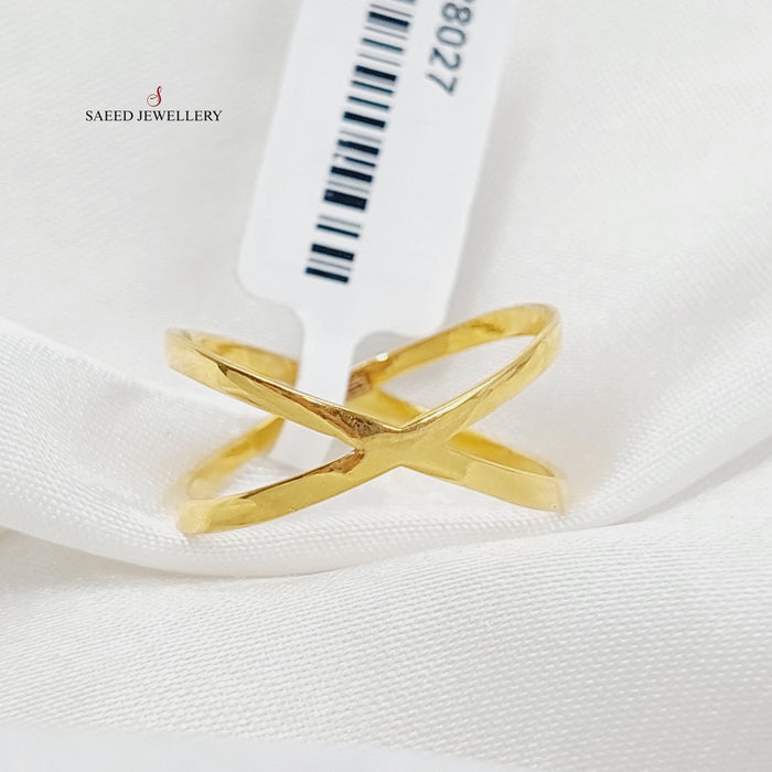 X Style Ring Made Of 21K Yellow Gold by Saeed Jewelry-28027