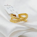 X Style Ring Made Of 21K Yellow Gold by Saeed Jewelry-27491