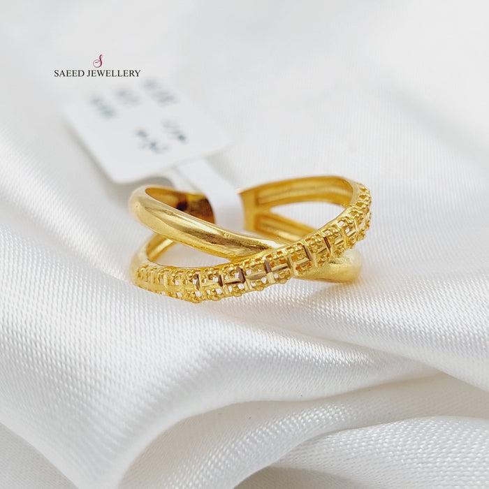 X Style Ring Made Of 21K Yellow Gold by Saeed Jewelry-27491