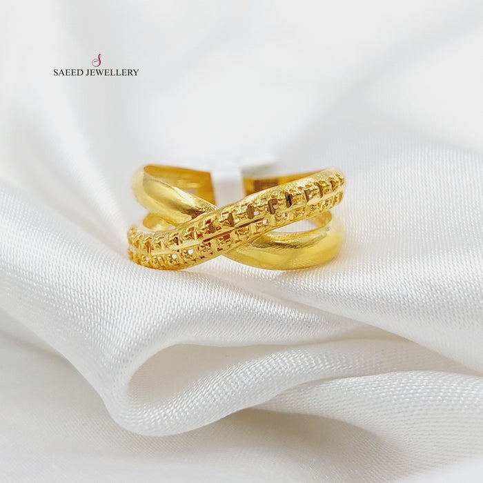 X Style Ring Made Of 21K Yellow Gold by Saeed Jewelry-27485