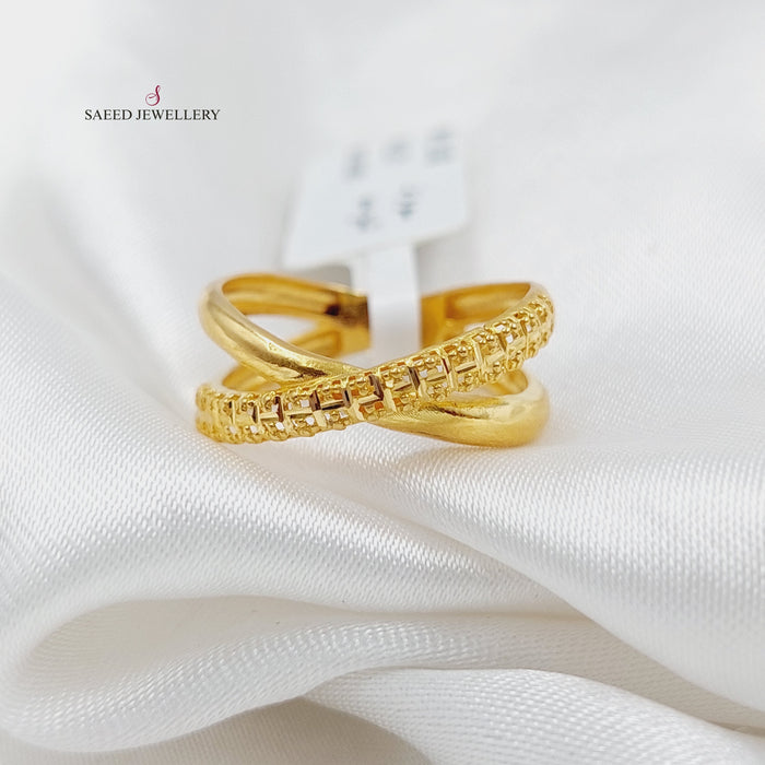 X Style Ring Made Of 21K Yellow Gold by Saeed Jewelry-27491