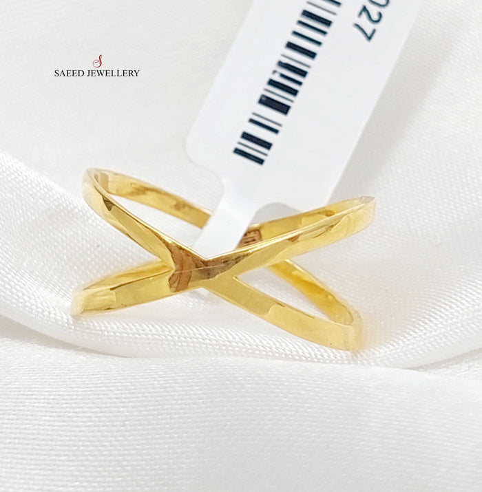 X Style Ring Made Of 21K Yellow Gold by Saeed Jewelry-28027