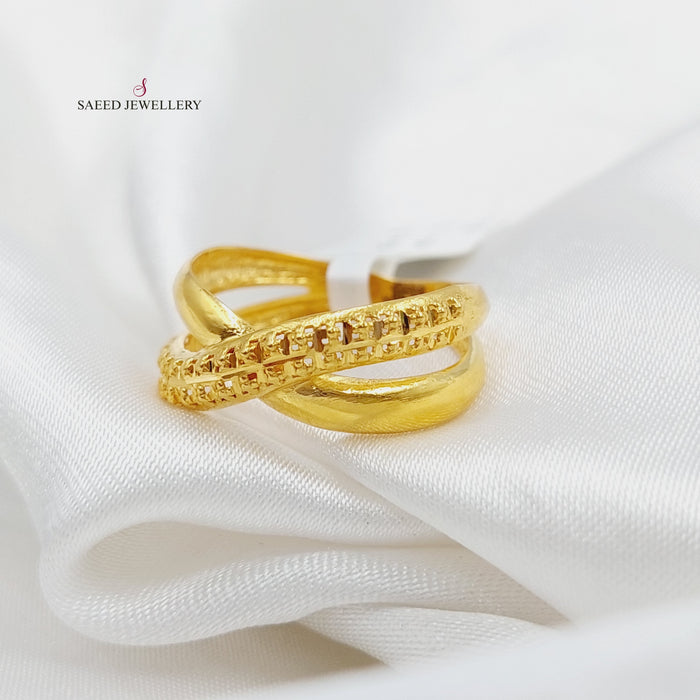 X Style Ring Made Of 21K Yellow Gold by Saeed Jewelry-27485