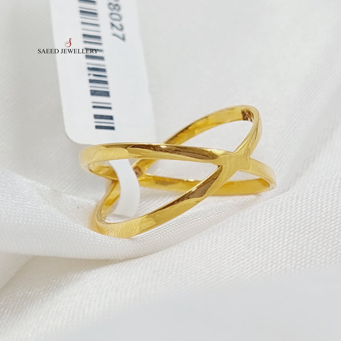 X Style Ring Made Of 21K Yellow Gold by Saeed Jewelry-28027