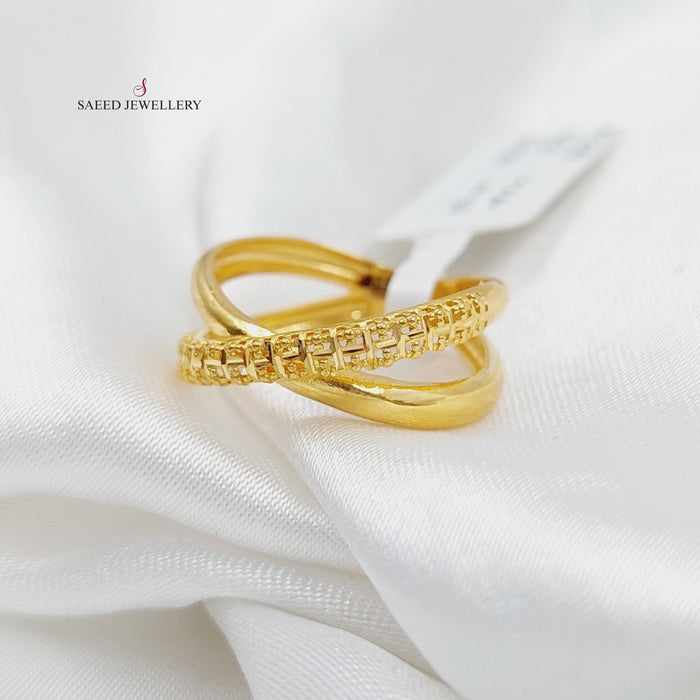 X Style Ring Made Of 21K Yellow Gold by Saeed Jewelry-27491