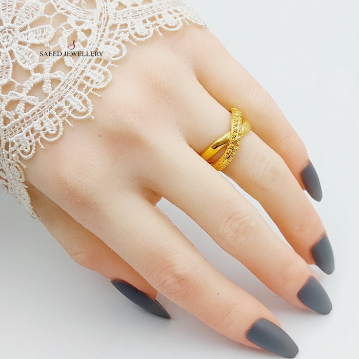 X Style Ring Made Of 21K Yellow Gold by Saeed Jewelry-27485