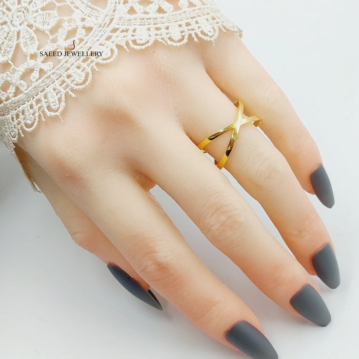 X Style Ring Made Of 21K Yellow Gold by Saeed Jewelry-28027
