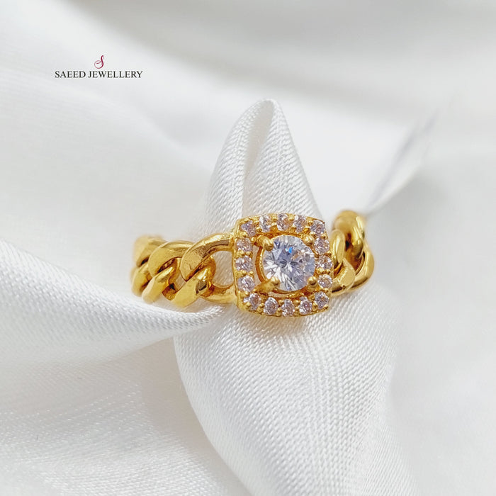 Zirconed Chain Links Ring Made Of 21K Yellow Gold by Saeed Jewelry-27461