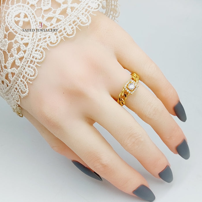 Zirconed Chain Links Ring Made Of 21K Yellow Gold by Saeed Jewelry-27461