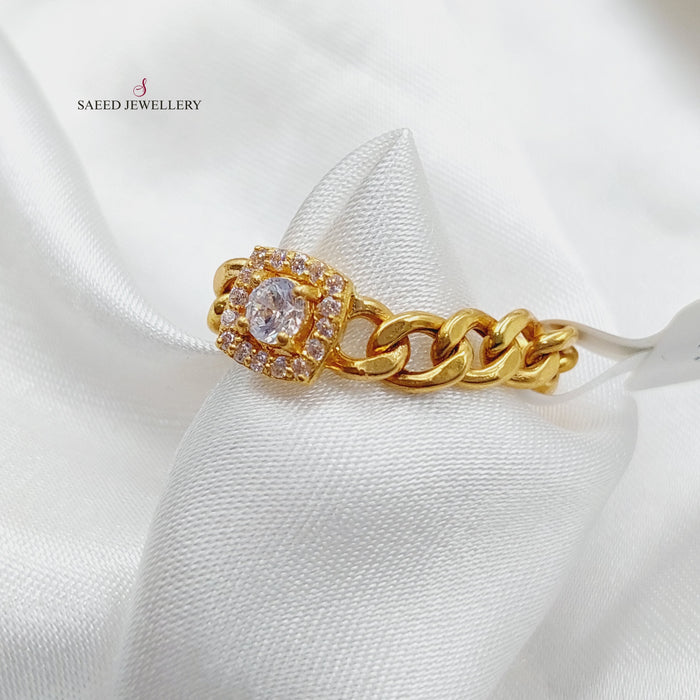 Zirconed Chain Links Ring Made Of 21K Yellow Gold by Saeed Jewelry-27461