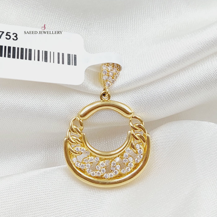 Zirconed Cuban Links Pendant Made Of 18K Yellow Gold by Saeed Jewelry-27753