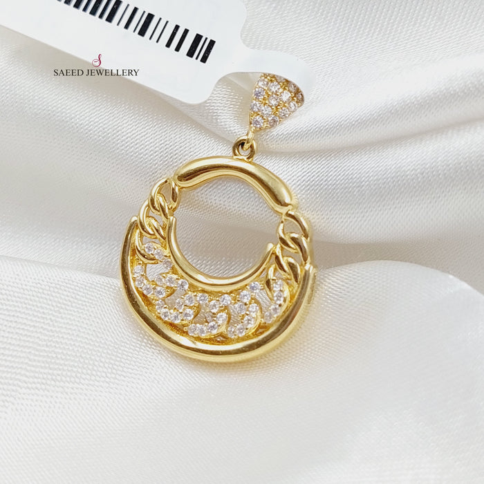 Zirconed Cuban Links Pendant Made Of 18K Yellow Gold by Saeed Jewelry-27753