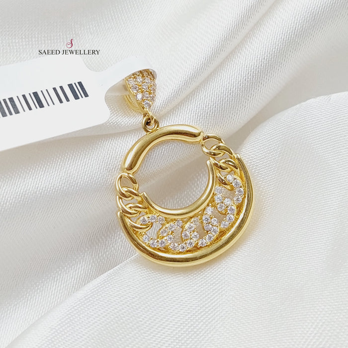 Zirconed Cuban Links Pendant Made Of 18K Yellow Gold by Saeed Jewelry-27753