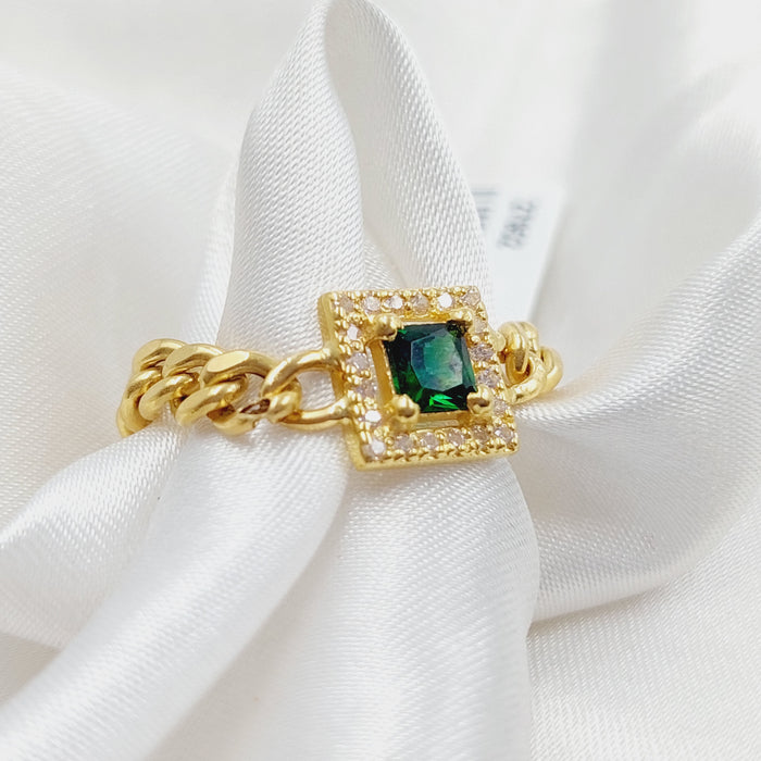 Zirconed Cuban Links Ring Made Of 18K Yellow Gold by Saeed Jewelry-27952