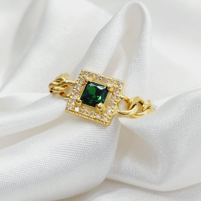 Zirconed Cuban Links Ring Made Of 18K Yellow Gold by Saeed Jewelry-27952