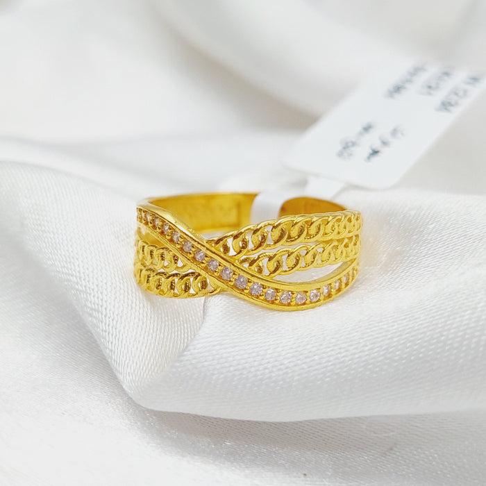 Zirconed Deluxe Ring Made Of 21K Yellow Gold by Saeed Jewelry-28386