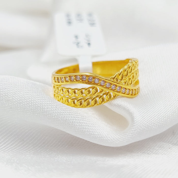 Zirconed Deluxe Ring Made Of 21K Yellow Gold by Saeed Jewelry-28386