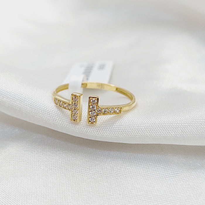Zircon Studded Fancy Ring  Made Of 18K Yellow Gold by Saeed Jewelry-30255