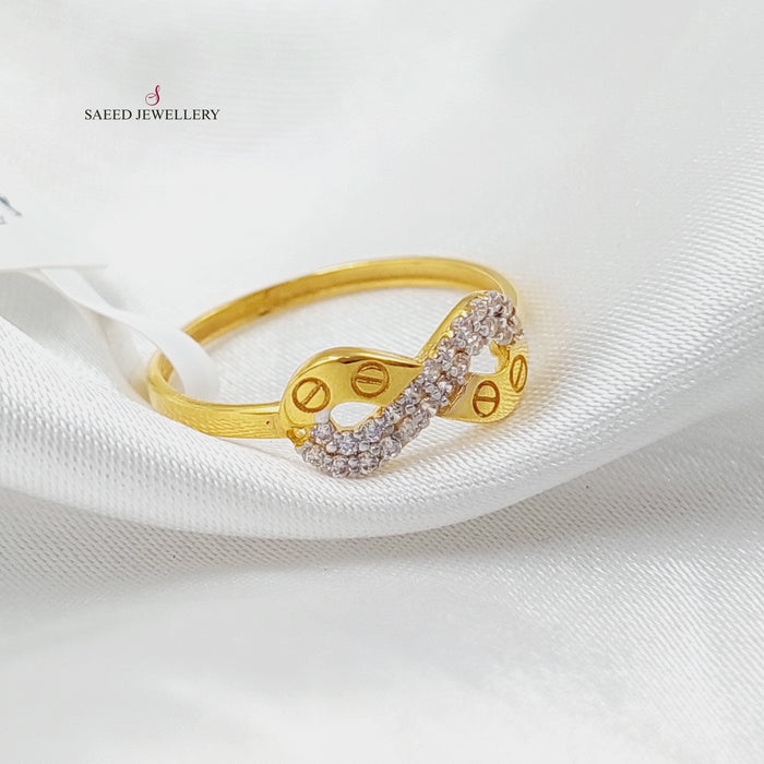 Zirconed Infinite Ring Made Of 21K Yellow Gold by Saeed Jewelry-27645