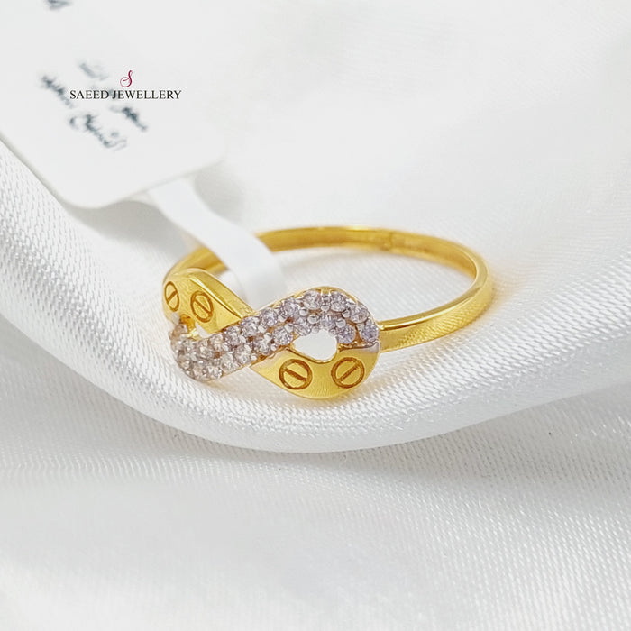 Zirconed Infinite Ring Made Of 21K Yellow Gold by Saeed Jewelry-27645