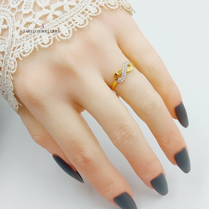 Zirconed Infinite Ring Made Of 21K Yellow Gold by Saeed Jewelry-27645
