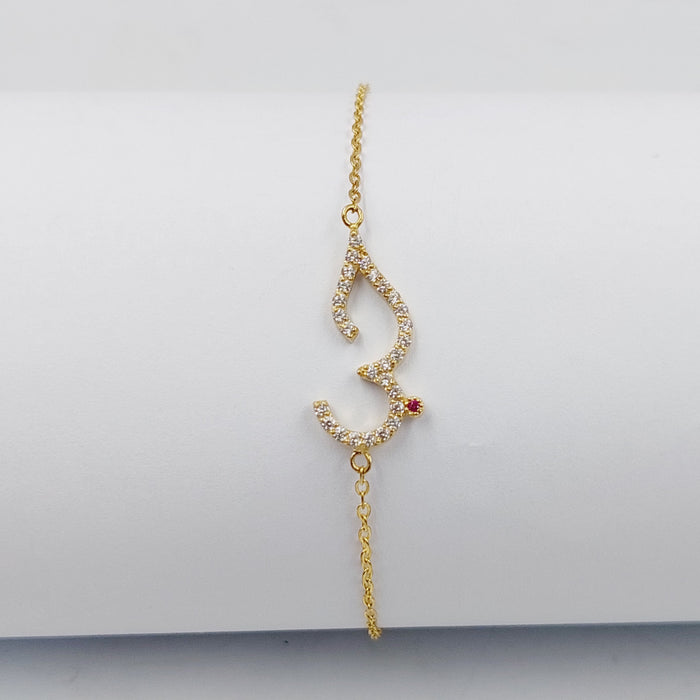 Zircon Studded Love Bracelet  Made Of 18K Yellow Gold by Saeed Jewelry-30247