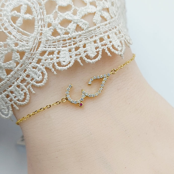 Zircon Studded Love Bracelet  Made Of 18K Yellow Gold by Saeed Jewelry-30246