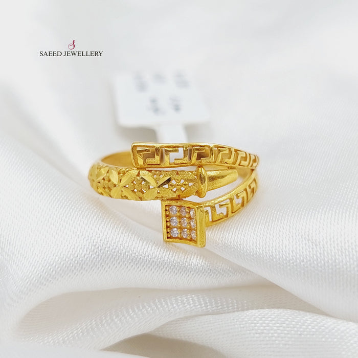 Zirconed Nail Ring Made Of 21K Yellow Gold by Saeed Jewelry-27489