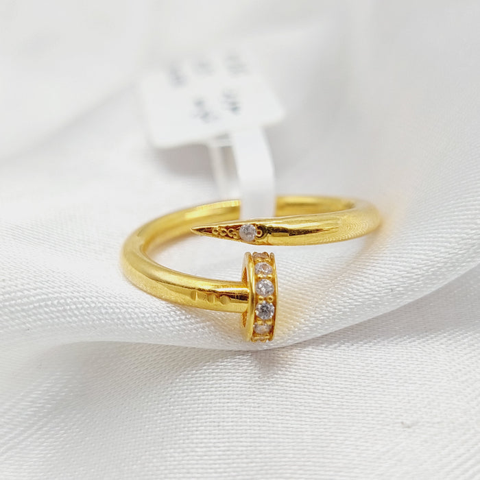 Zircon Studded Nail Ring  Made Of 21K Yellow Gold by Saeed Jewelry-29111