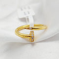 Zircon Studded Nail Ring  Made Of 21K Yellow Gold by Saeed Jewelry-29111