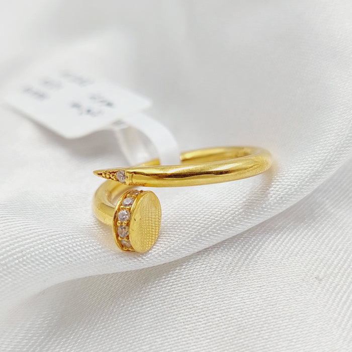 Zircon Studded Nail Ring  Made Of 21K Yellow Gold by Saeed Jewelry-29111