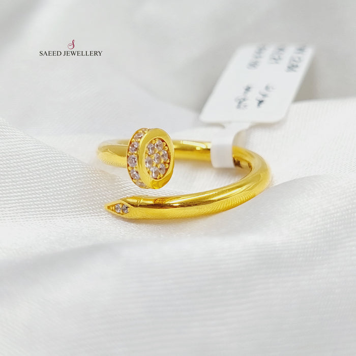 Zirconed Nail Ring Made Of 21K Yellow Gold by Saeed Jewelry-27647