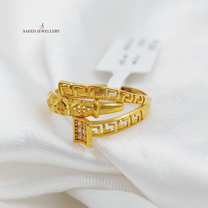 Zirconed Nail Ring Made Of 21K Yellow Gold by Saeed Jewelry-27489