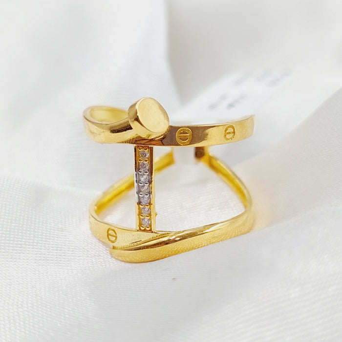 Zirconed Nail Ring Made Of 21K Yellow Gold by Saeed Jewelry-28045