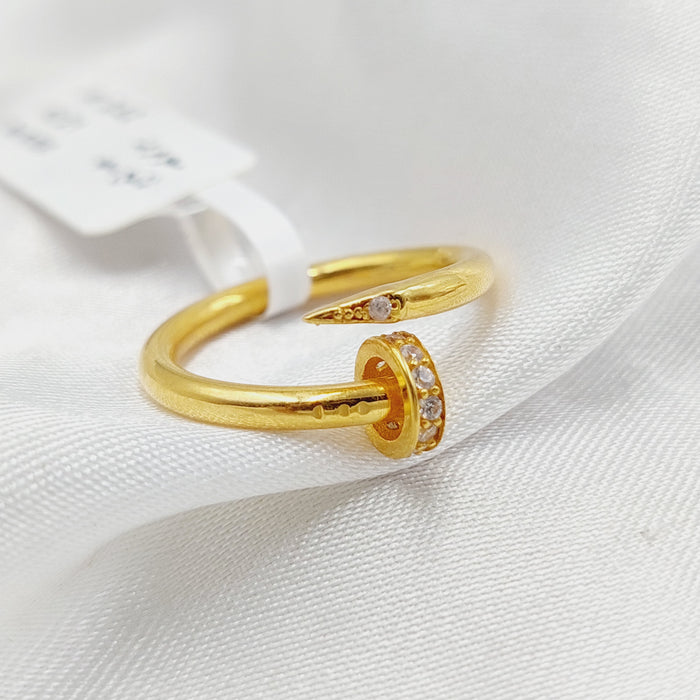 Zircon Studded Nail Ring  Made Of 21K Yellow Gold by Saeed Jewelry-29111
