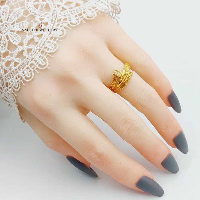 Zirconed Nail Ring Made Of 21K Yellow Gold by Saeed Jewelry-27489