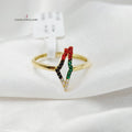 Zircon Studded Palestine Ring  Made Of 18K Yellow Gold by Saeed Jewelry-29398