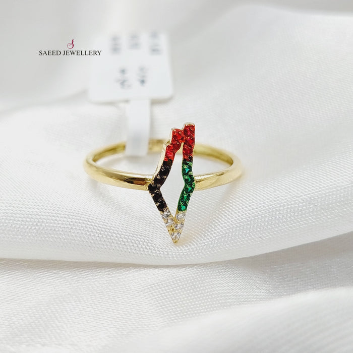 Zircon Studded Palestine Ring  Made Of 18K Yellow Gold by Saeed Jewelry-29398