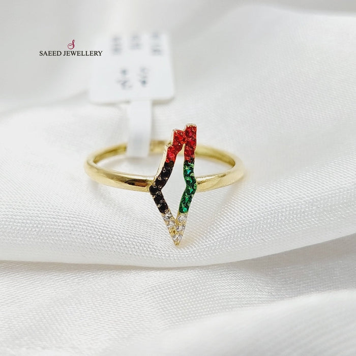 Zircon Studded Palestine Ring  Made Of 18K Yellow Gold by Saeed Jewelry-30116