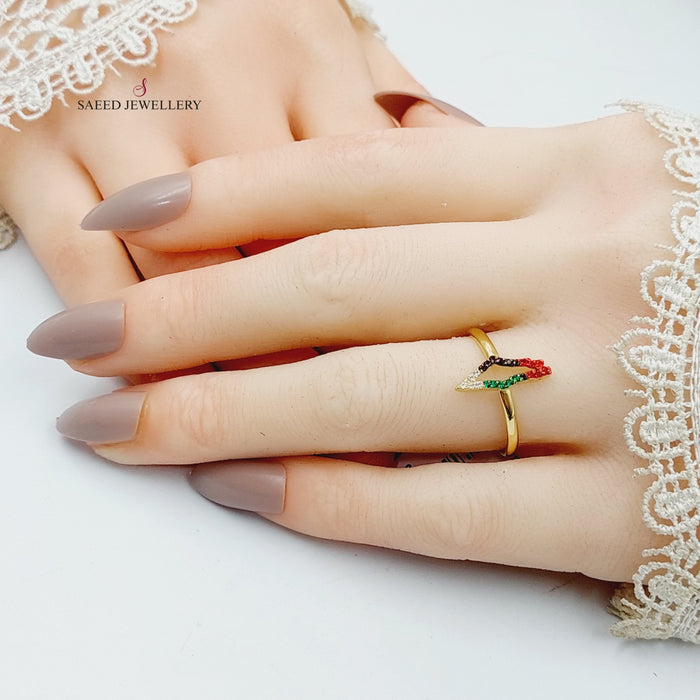 Zircon Studded Palestine Ring  Made Of 18K Yellow Gold by Saeed Jewelry-29398