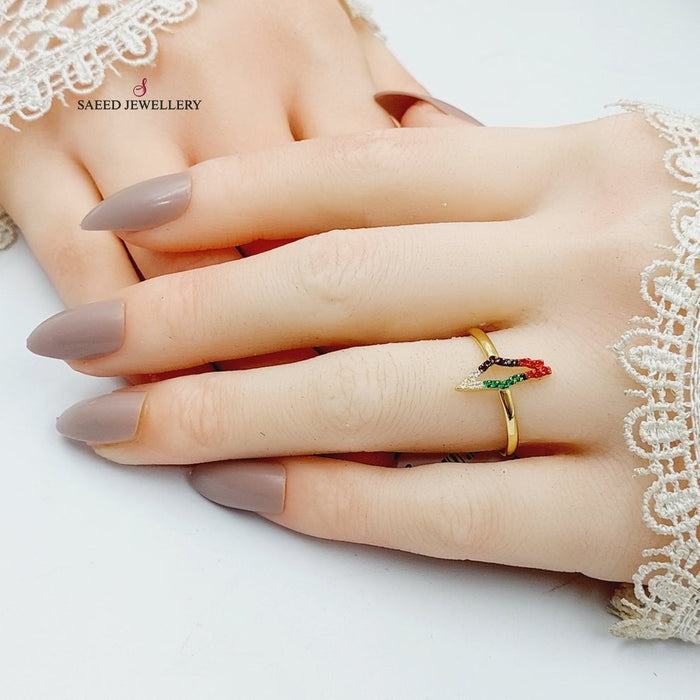 Zircon Studded Palestine Ring  Made Of 18K Yellow Gold by Saeed Jewelry-30116