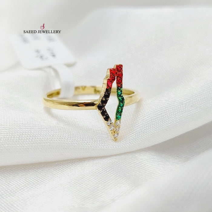 Zircon Studded Palestine Ring  Made Of 18K Yellow Gold by Saeed Jewelry-30116