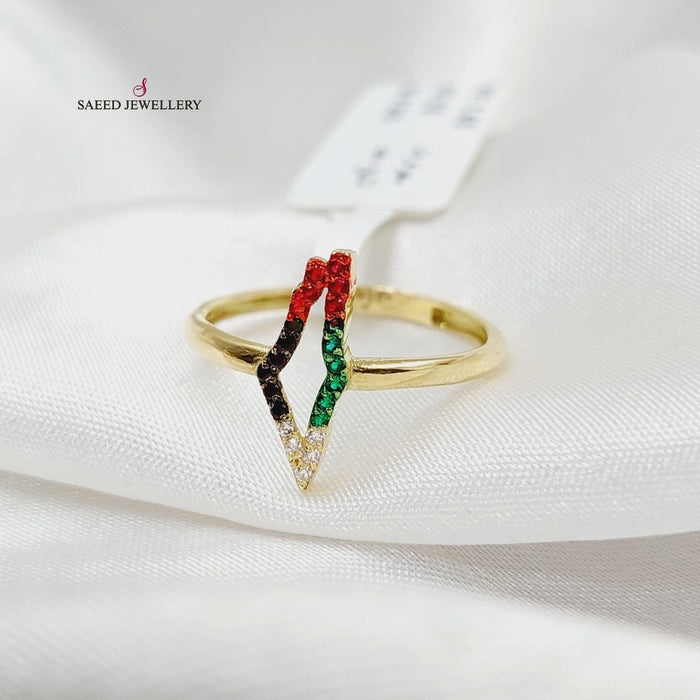 Zircon Studded Palestine Ring  Made Of 18K Yellow Gold by Saeed Jewelry-30116