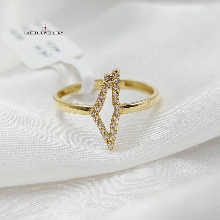 Zircon Studded Palestine Ring  Made Of 18K Yellow Gold by Saeed Jewelry-29397