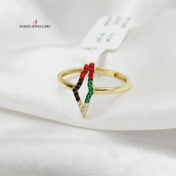 Zircon Studded Palestine Ring  Made Of 18K Yellow Gold by Saeed Jewelry-30116