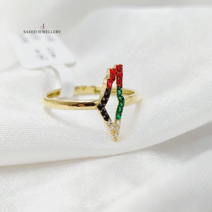 Zircon Studded Palestine Ring  Made Of 18K Yellow Gold by Saeed Jewelry-29398