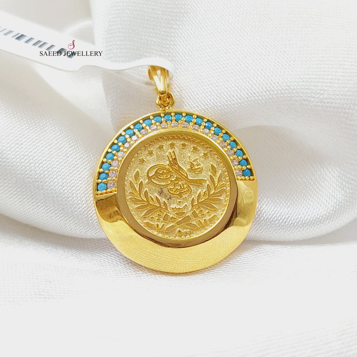 Zirconed Rashadi Pendant Made Of 21K Yellow Gold by Saeed Jewelry-27653