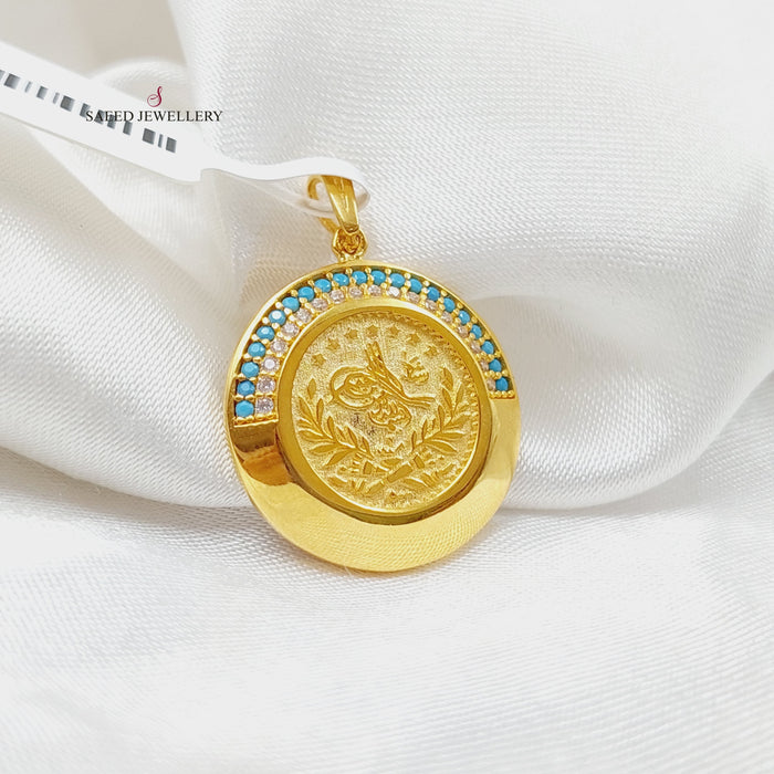 Zirconed Rashadi Pendant Made Of 21K Yellow Gold by Saeed Jewelry-27653