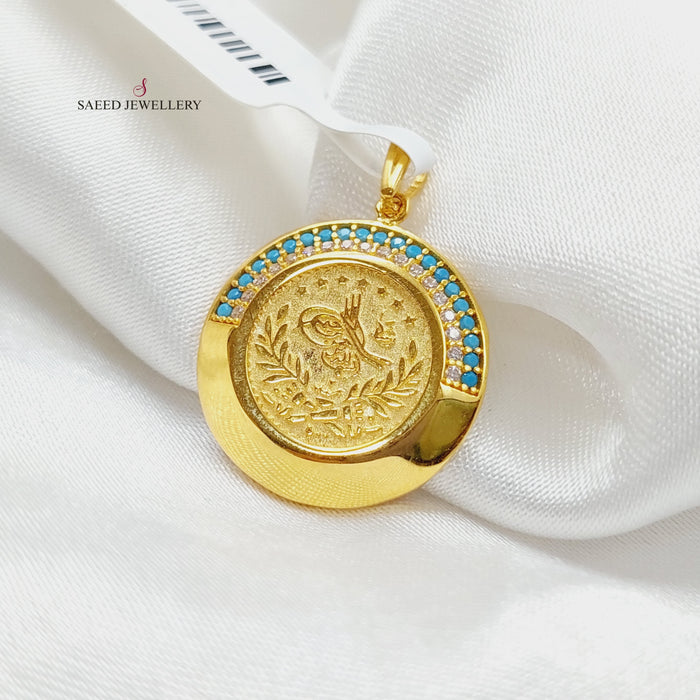 Zirconed Rashadi Pendant Made Of 21K Yellow Gold by Saeed Jewelry-27653